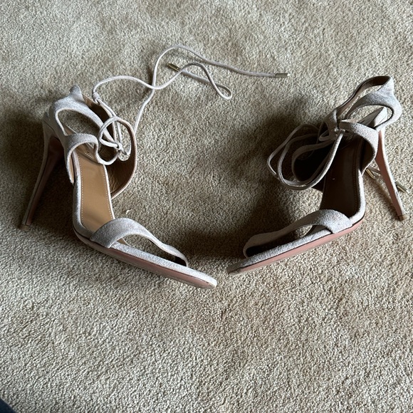 Aquazzura pink suede ankle wrap sandals sz 40 - Picture 4 of 6